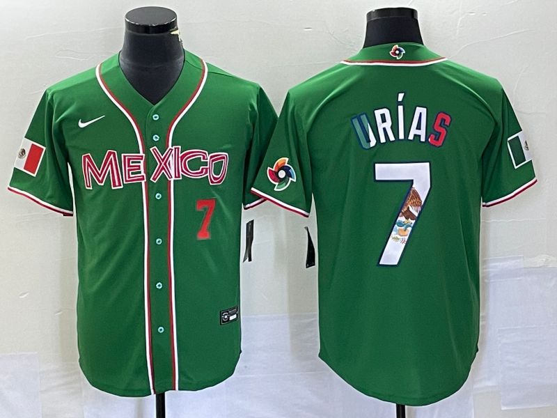 Men 2023 World Cub Mexico #7 Urias Green Nike MLB Jersey11